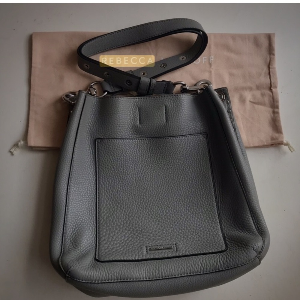 Rebecca Minkoff Purse Darren Grey Leather Crossbody Shoulderbag Like New